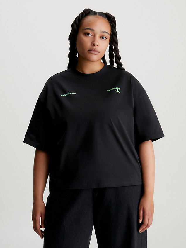 black luźny t-shirt z aplikacją z logo dla kobiety - calvin klein jeans