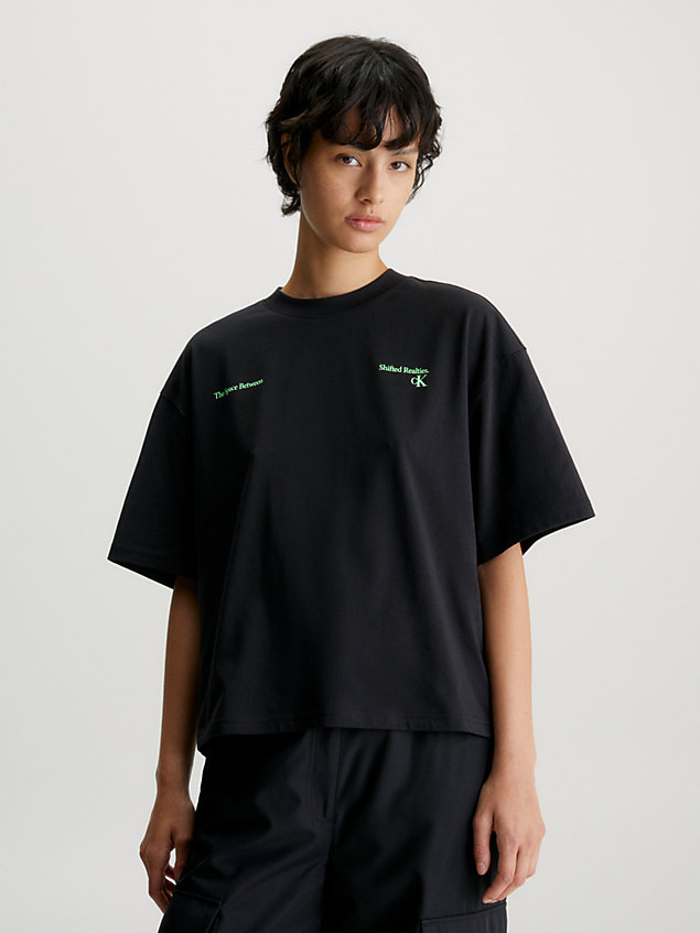 camiseta holgada con aplique con logo black de mujer calvin klein jeans