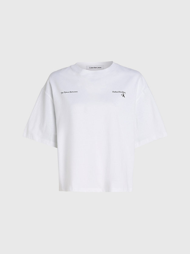 t-shirt con applicazione logo taglio relaxed bright white da donna calvin klein jeans