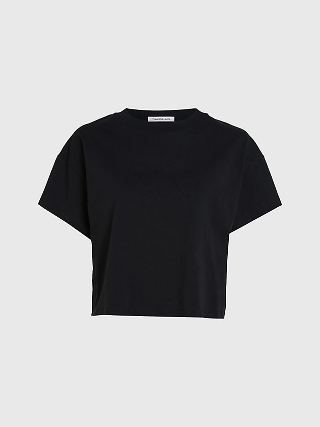 black embossed monogram t-shirt for women calvin klein jeans