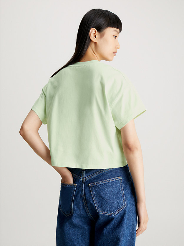t-shirt con monogramma goffrato canary green da donna calvin klein jeans