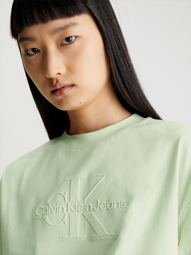 canary green t-shirt met reliëfmonogram voor dames - calvin klein jeans