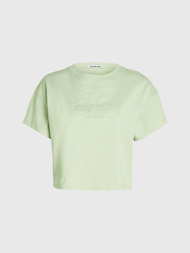 green t-shirt met reliëfmonogram voor dames - calvin klein jeans