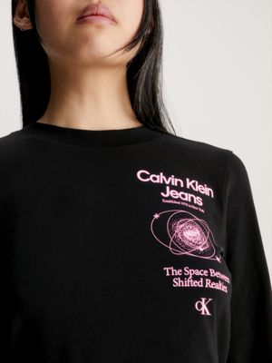 Cropped Long Sleeve Logo T shirt Calvin Klein J20J222045BEH