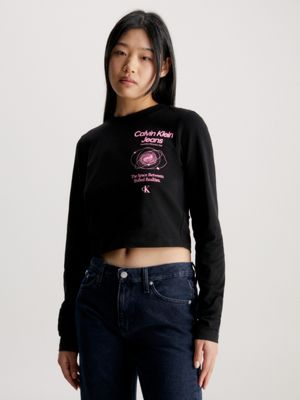 Cropped Long Sleeve Logo T-shirt Calvin Klein® | J20J222045BEH