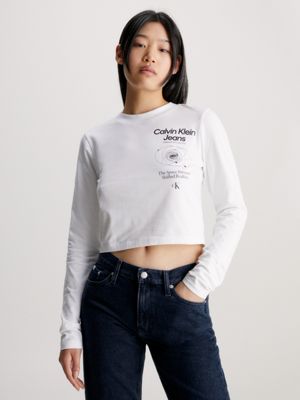 Cropped Long Sleeve Logo T shirt