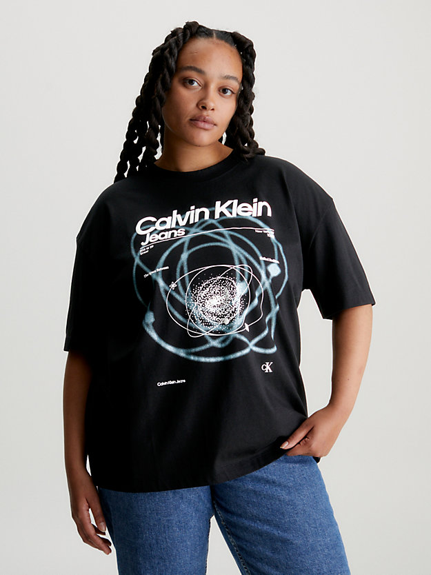 ck black oversized printed t-shirt for women calvin klein jeans