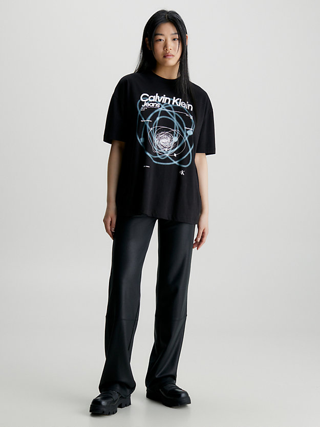 t-shirt stampata oversize ck black da donna calvin klein jeans