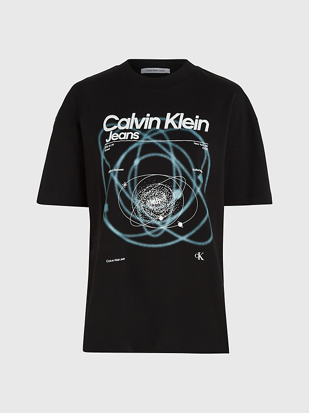 ck black oversized bedrucktes t-shirt für damen - calvin klein jeans