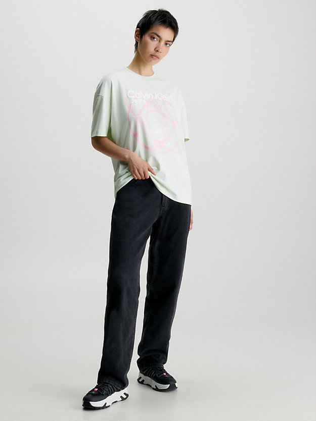 canary green t-shirt oversize z nadrukiem dla kobiety - calvin klein jeans