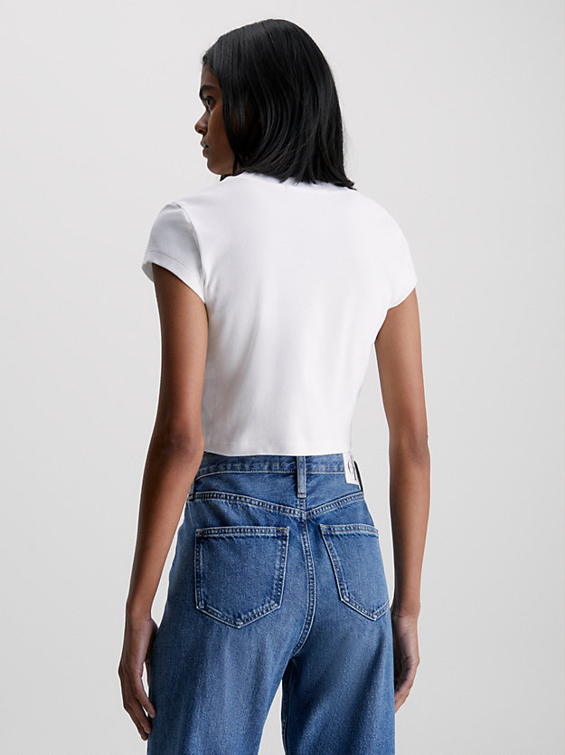 bright white slim cropped ribbed t-shirt for women calvin klein jeans