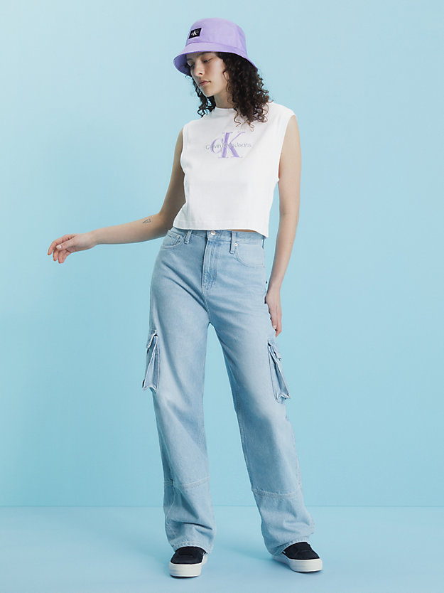 camiseta holgada de tirantes con monograma bright white de mujer calvin klein jeans