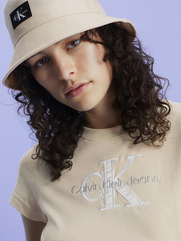 MUSLIN Cropped Monogramm-T-Shirt für Damen CALVIN KLEIN JEANS
