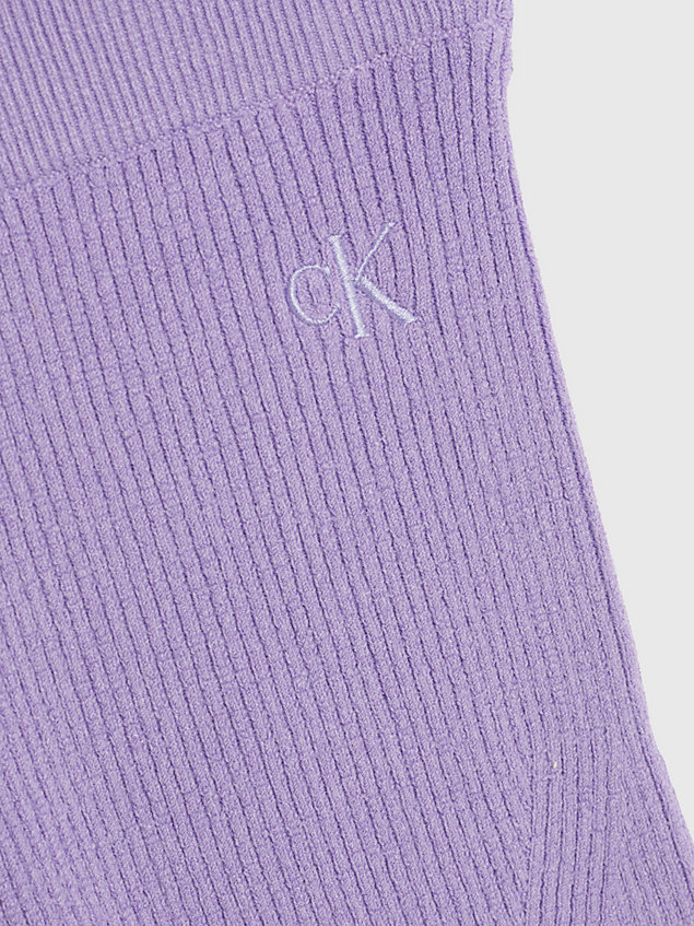 purple slim geribbeld gebreide korte broek voor dames - calvin klein jeans