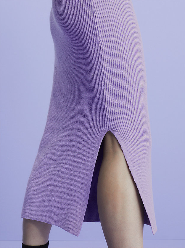 purple diamond schmales rippstrick-midikleid für damen - calvin klein jeans