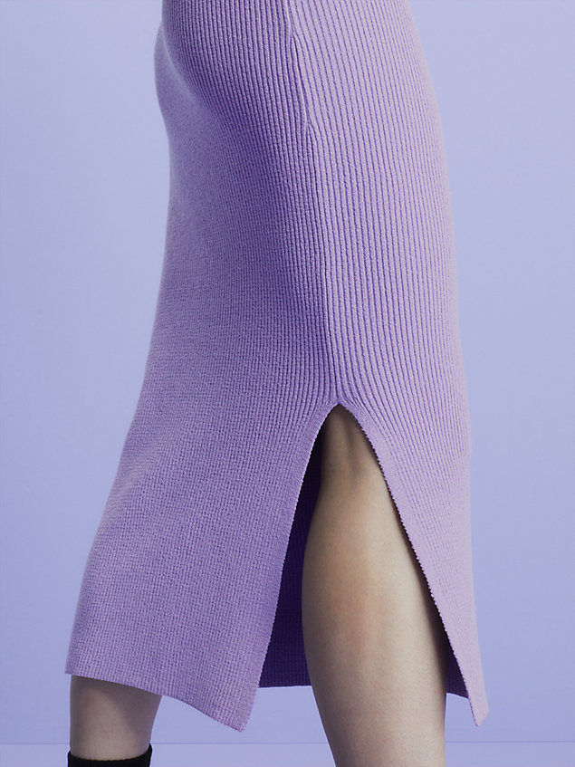 abito midi in maglia lavorato a costine slim purple da donna calvin klein jeans