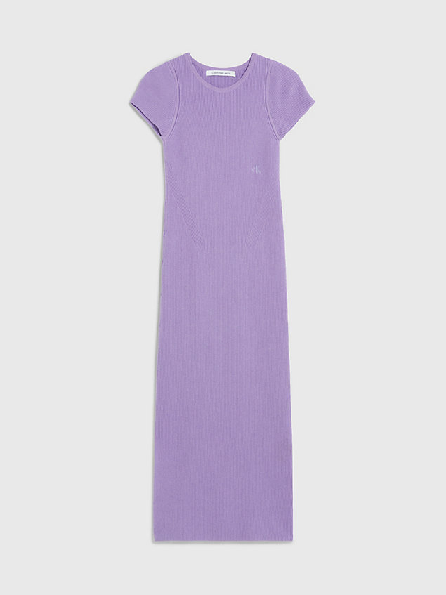 robe longueur midi slim côtelée purple pour femmes calvin klein jeans
