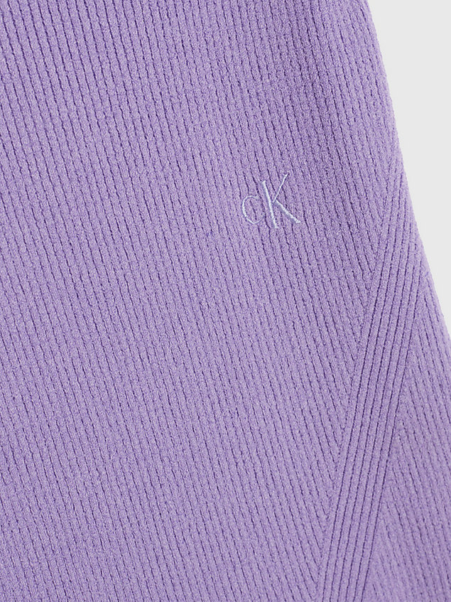 purple wąska sukienka midi z dzianiny ściągaczowej dla kobiety - calvin klein jeans