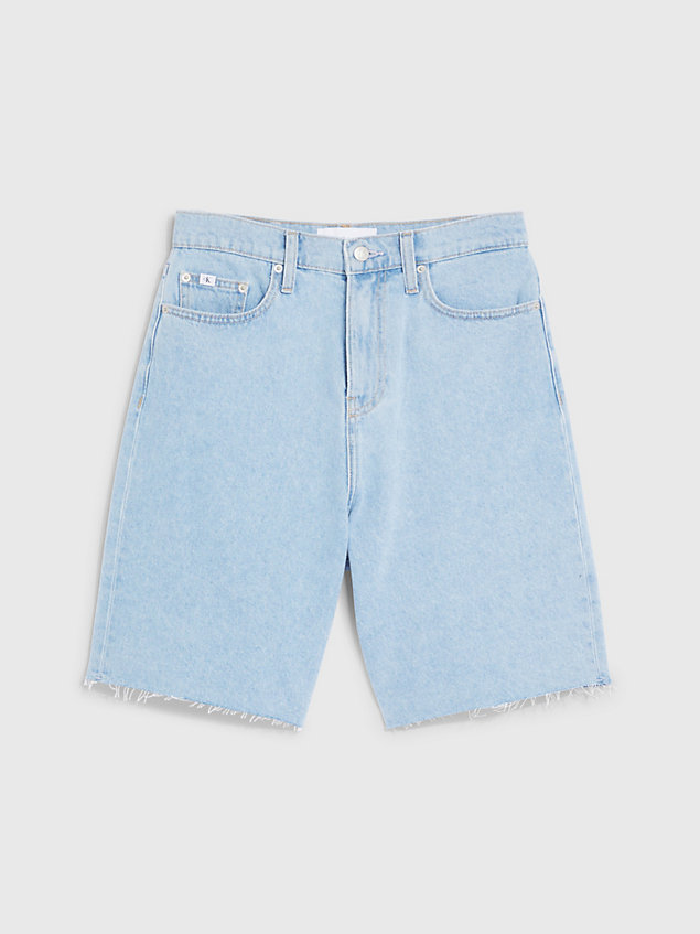 blue lässige denim-shorts mit hoher bundhöhe für damen - calvin klein jeans