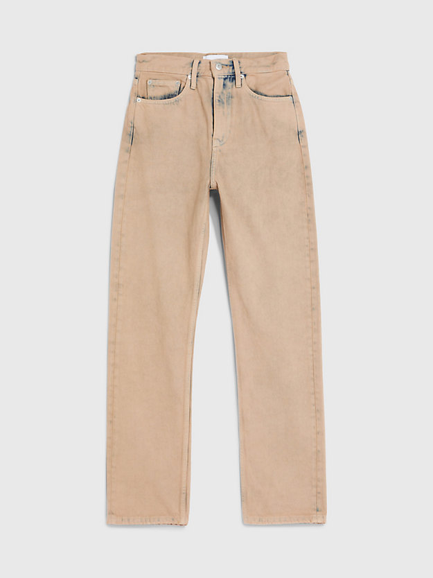 blue/ brown high-rise straight jeans für damen - calvin klein jeans