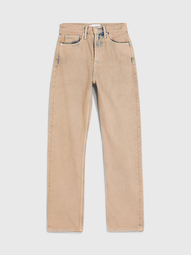jean straight high rise brown pour femmes calvin klein jeans