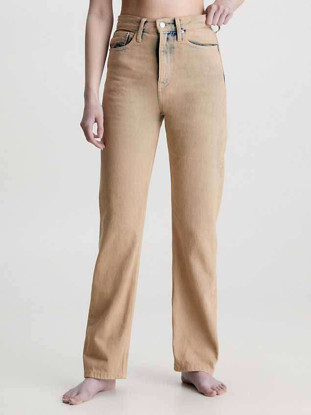 brown high-rise straight jeans für damen - calvin klein jeans