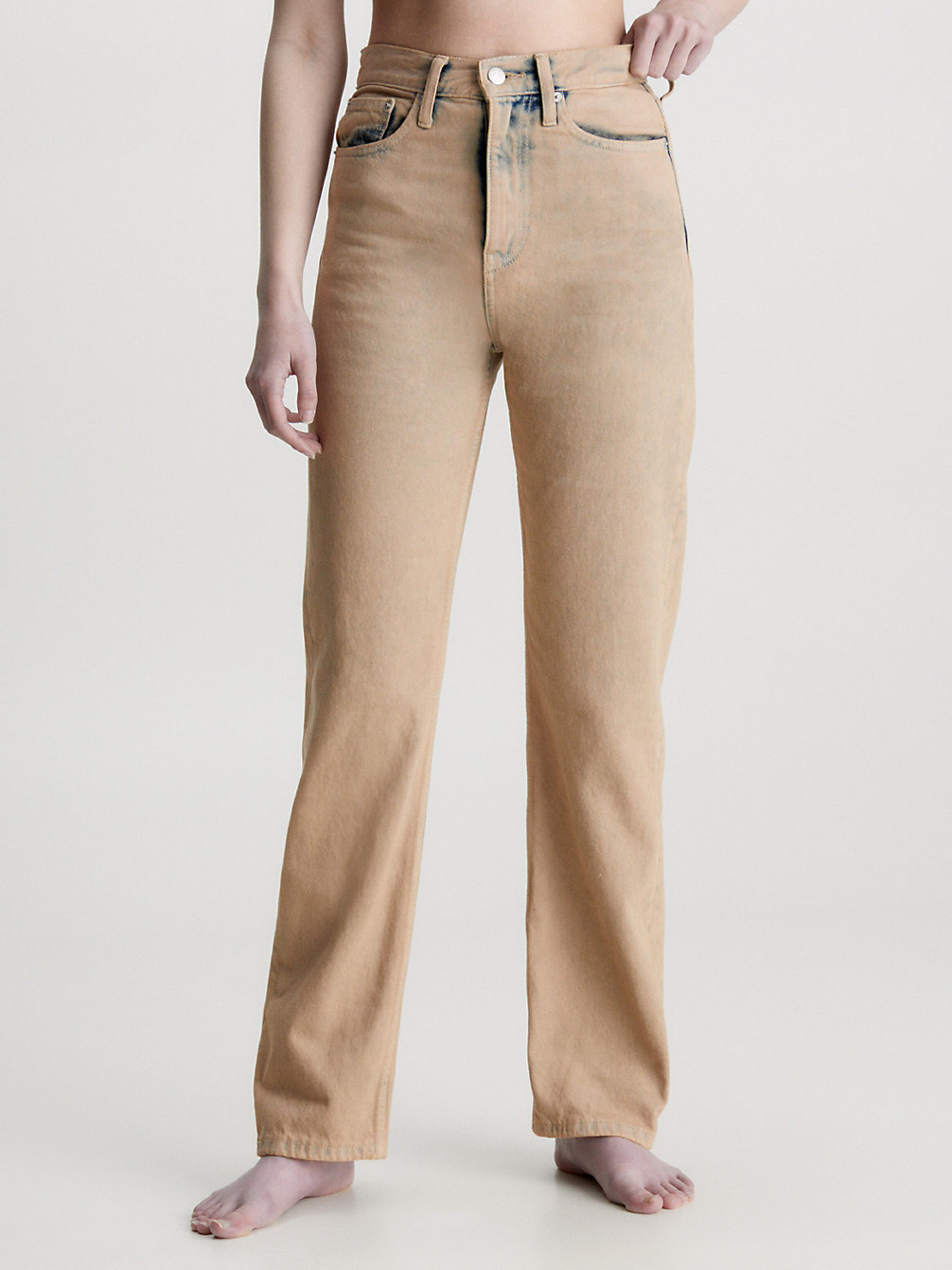 BLUE/ BROWN High Rise Straight Jeans undefined dames Calvin Klein