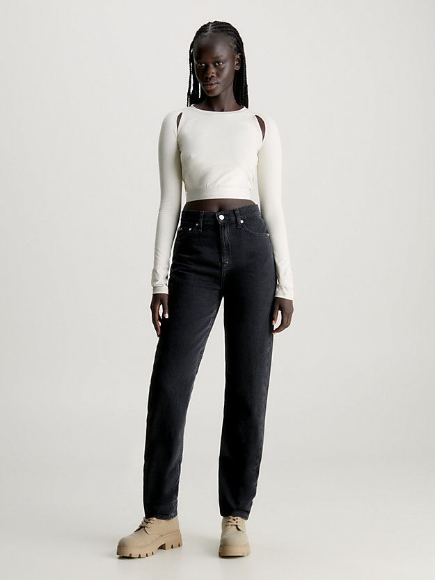jean slim straight authentique denim black pour femmes calvin klein jeans