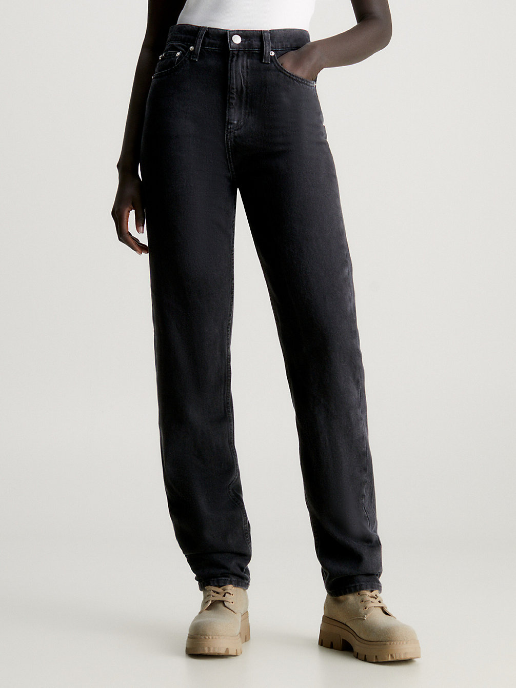DENIM BLACK Authentic Slim Straight Jeans undefined women Calvin Klein