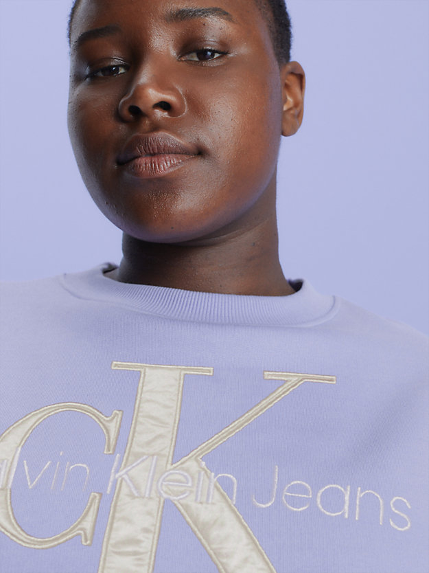 hyacinth hues cropped monogram sweatshirt for women calvin klein jeans