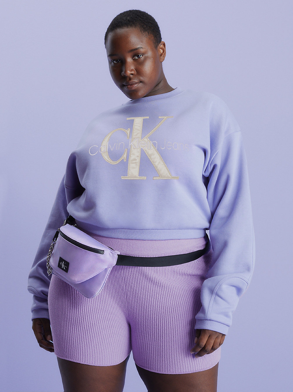 HYACINTH HUES Cropped Monogram Sweatshirt undefined dames Calvin Klein