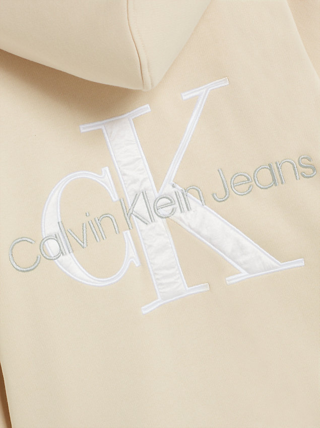 beige luźna bluza z kapturem na zamek dla kobiety - calvin klein jeans
