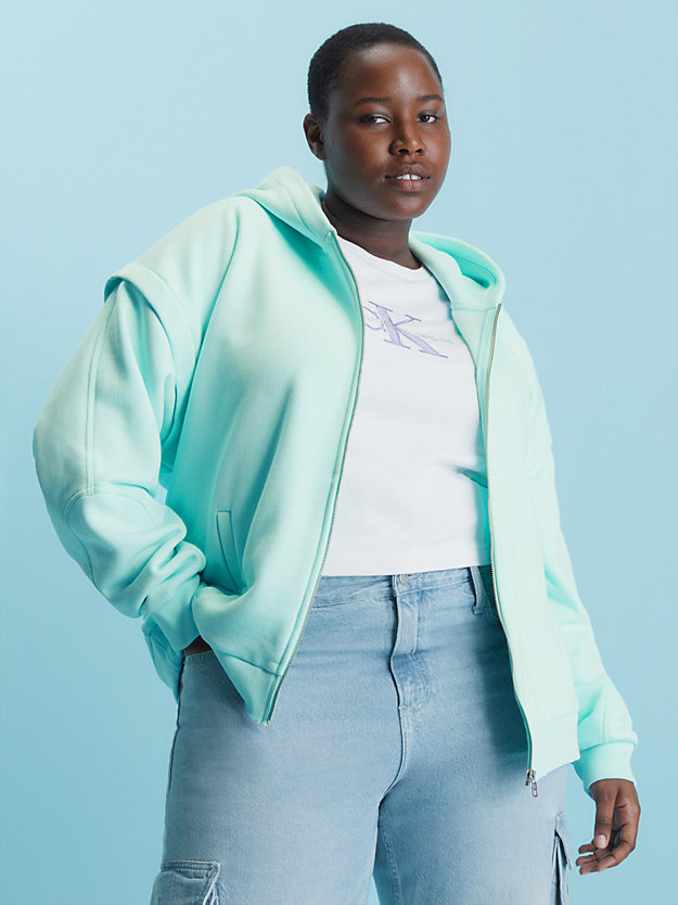 spring mint relaxed zip up hoodie for women calvin klein jeans