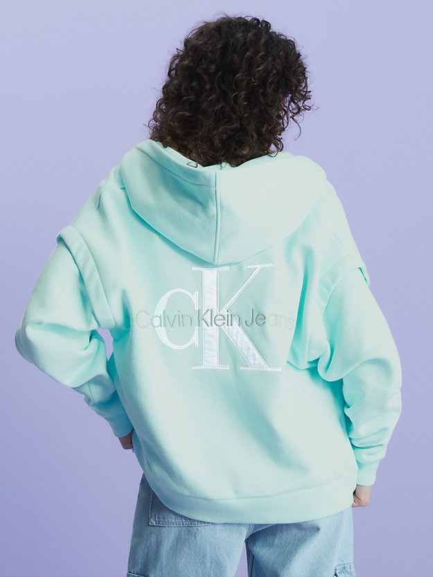 spring mint relaxed zip up hoodie for women calvin klein jeans