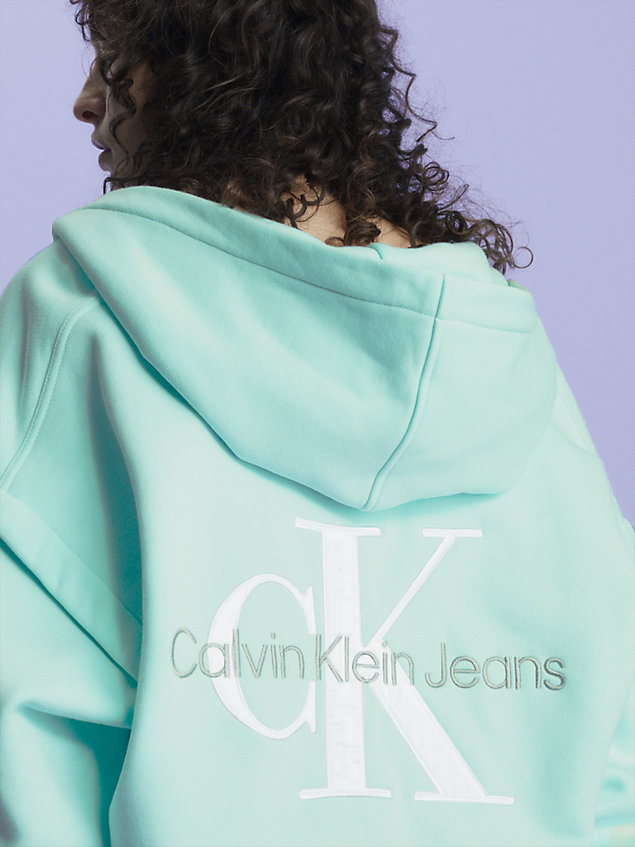 green relaxed zip up hoodie for women calvin klein jeans