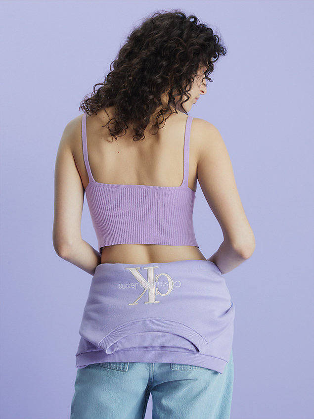 purple bustier-top aus rippstrick für damen - calvin klein jeans
