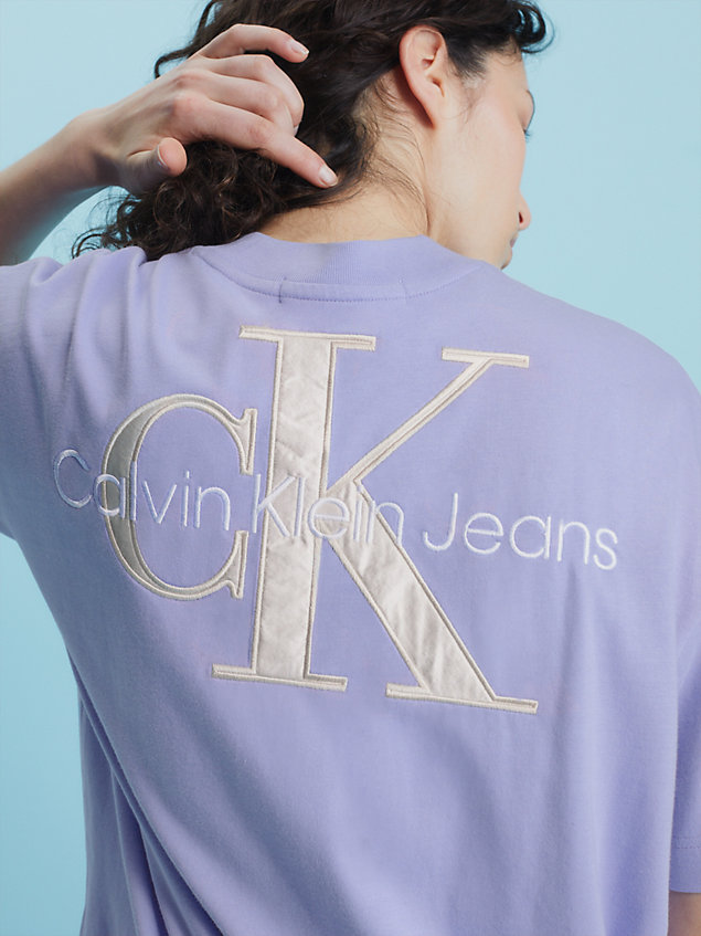 purple relaxed monogram t-shirt for women calvin klein jeans