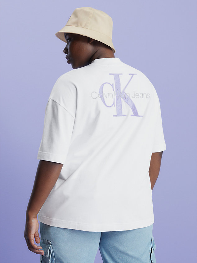 white luźny t-shirt z monogramem dla kobiety - calvin klein jeans