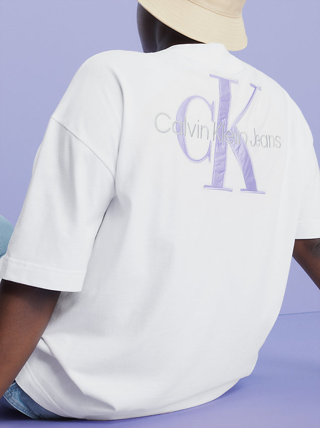 white relaxed monogram t-shirt for women calvin klein jeans