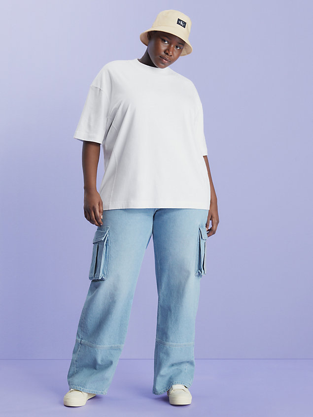 camisa holgada con monograma white de mujer calvin klein jeans