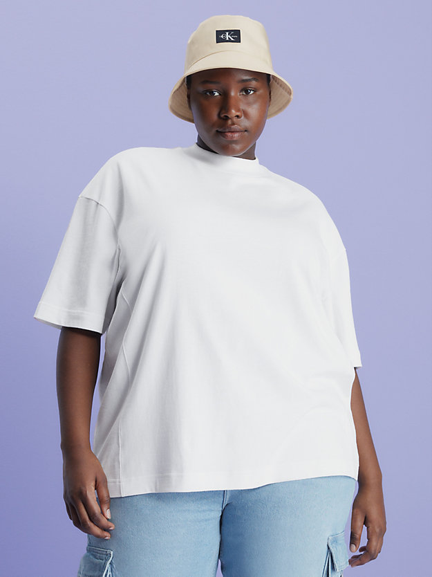 bright white relaxed monogram t-shirt for women calvin klein jeans