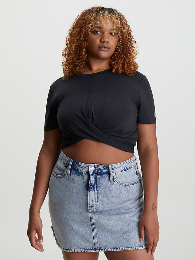 t-shirt corta incrociata black da donna calvin klein jeans