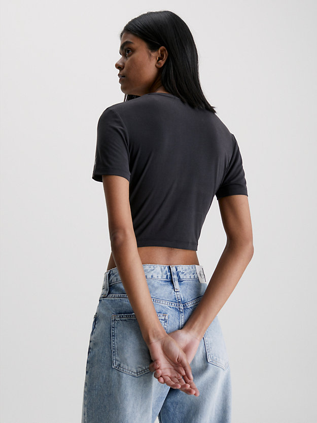 ck black cropped twisted t-shirt for women calvin klein jeans
