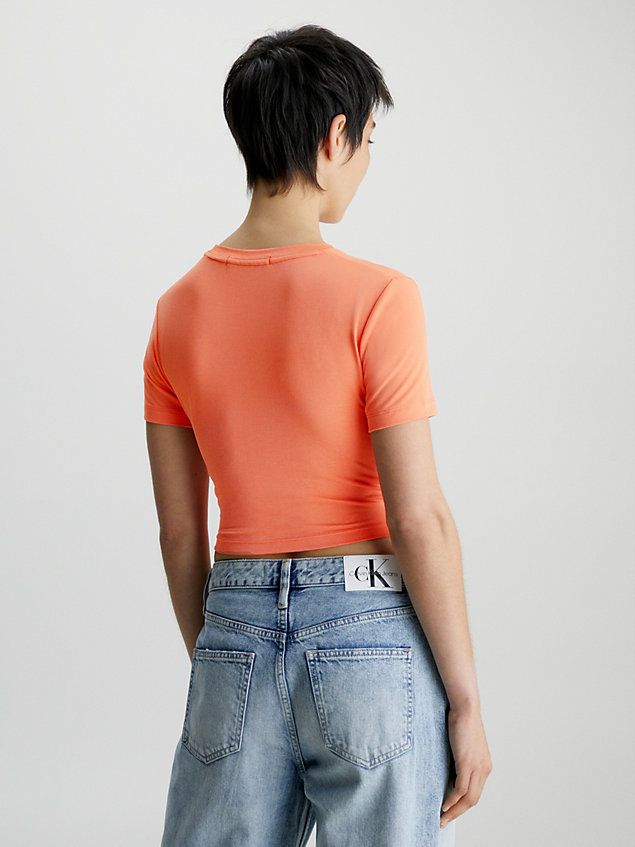 orange cropped gedraaid t-shirt voor dames - calvin klein jeans