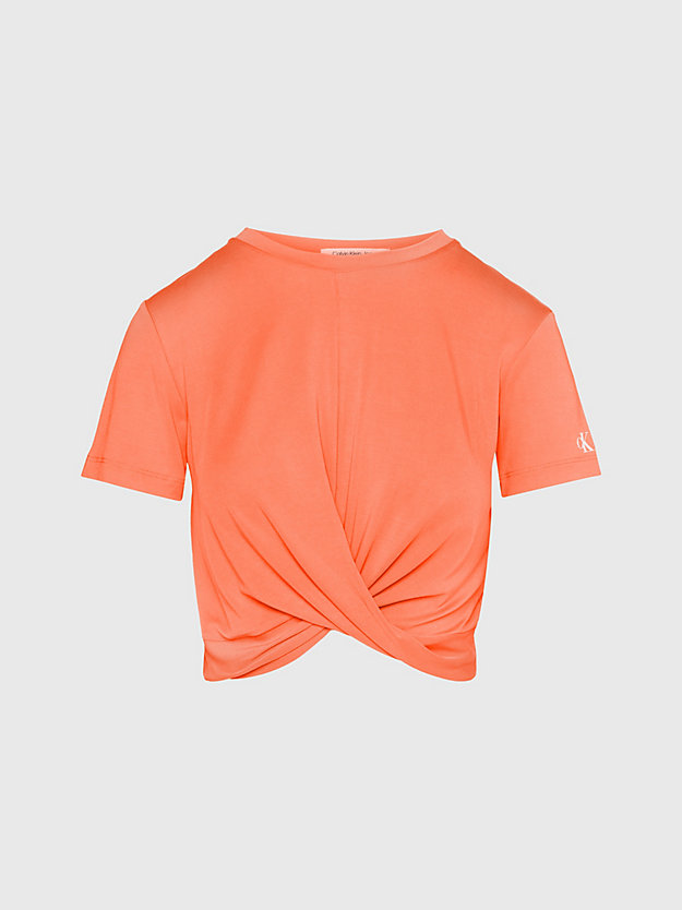 summer squash t-shirt o skróconym kroju ze skręceniem dla kobiety - calvin klein jeans