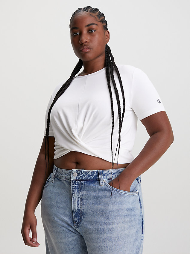 white cropped gedraaid t-shirt voor dames - calvin klein jeans