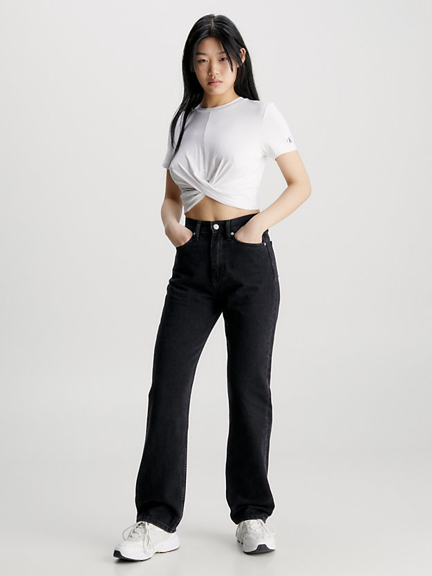 bright white cropped twisted t-shirt for women calvin klein jeans