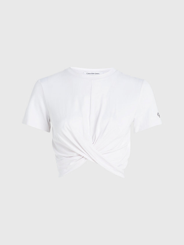 camiseta cropped con twist white de mujer calvin klein jeans