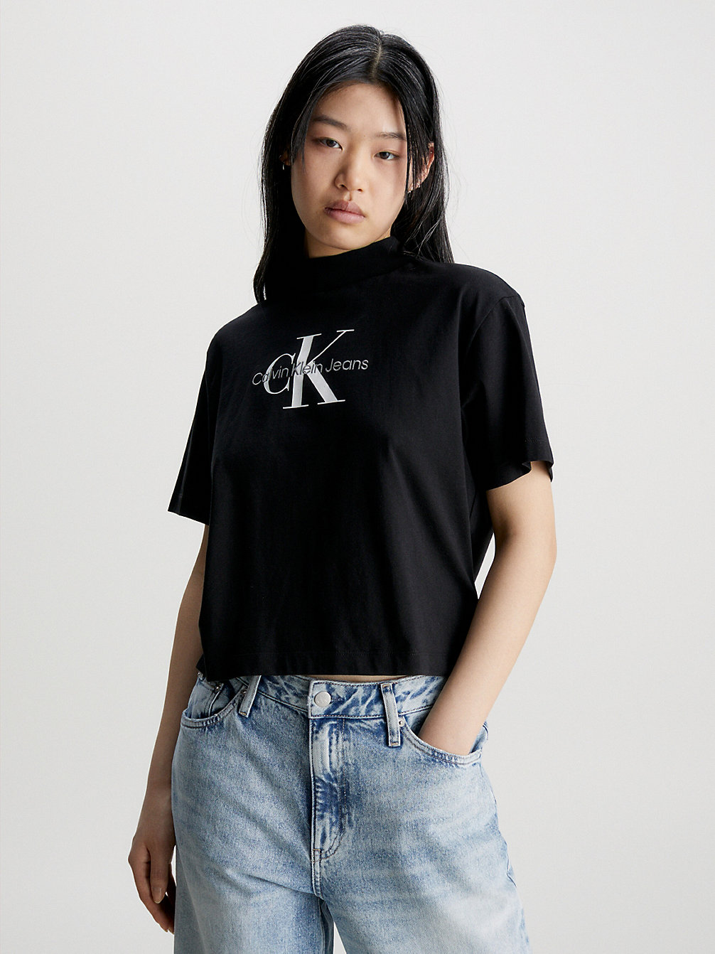 T-Shirt Con Monogramma Dal Taglio Relaxed > CK BLACK > undefined donna > Calvin Klein