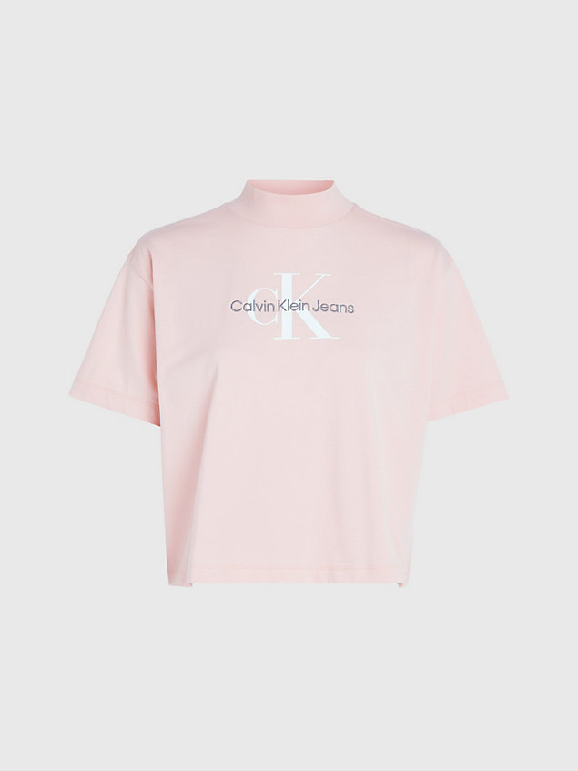 pink lässiges monogramm-t-shirt für damen - calvin klein jeans